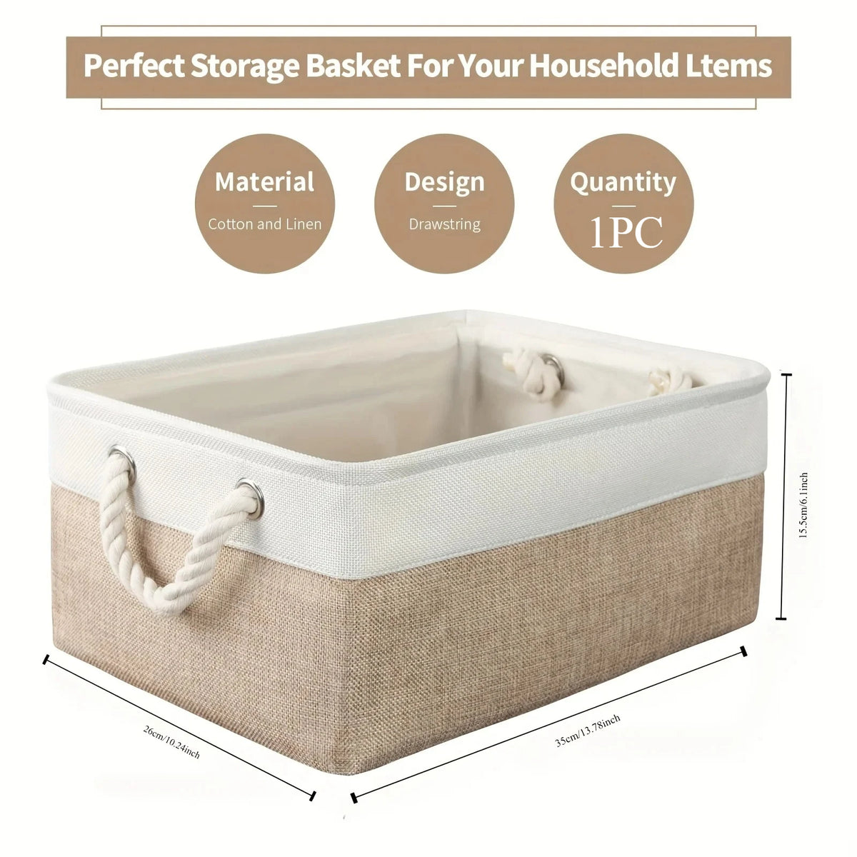 Cotton-Linen Wardrobe Storage Basket