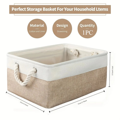 Cotton-Linen Wardrobe Storage Basket