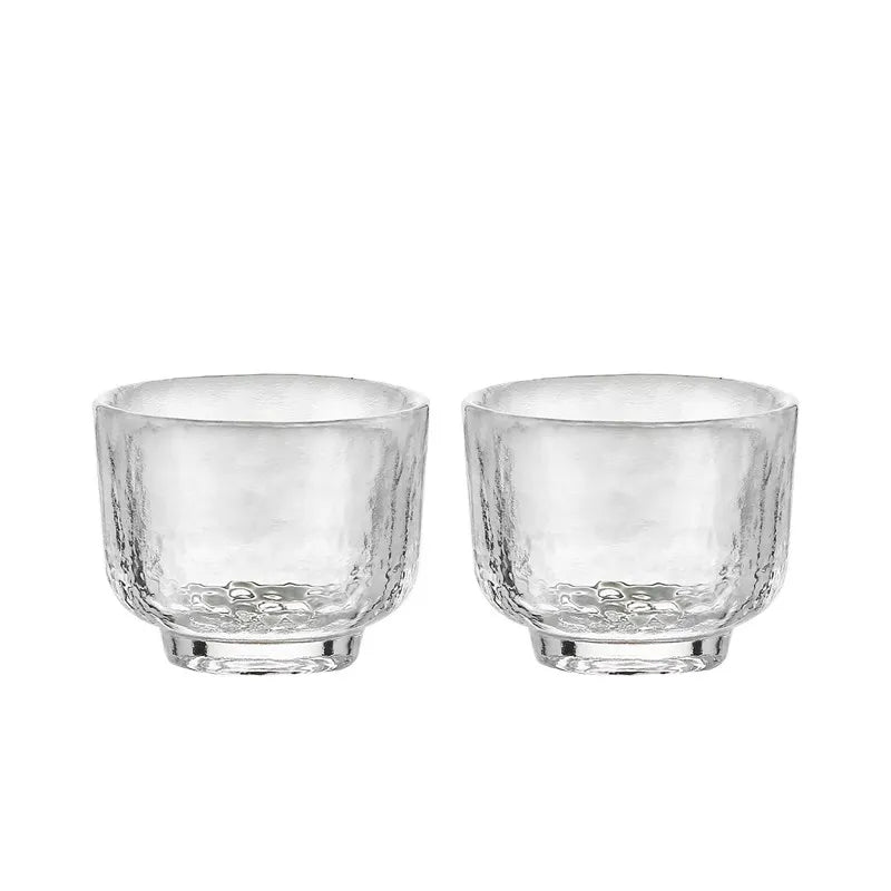 Gold-Rimmed Hammered Glass Sake Set