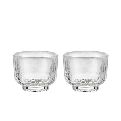 Gold-Rimmed Hammered Glass Sake Set