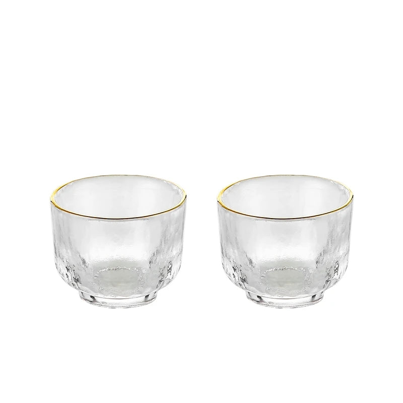 Gold-Rimmed Hammered Glass Sake Set