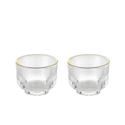 Gold-Rimmed Hammered Glass Sake Set