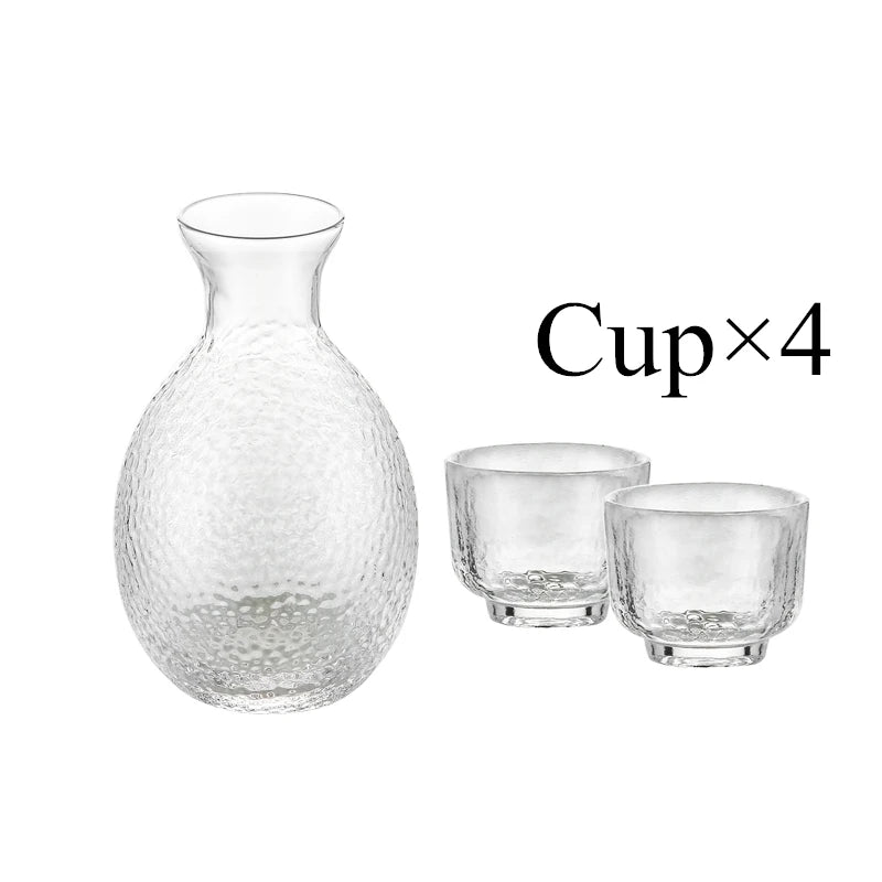 Gold-Rimmed Hammered Glass Sake Set