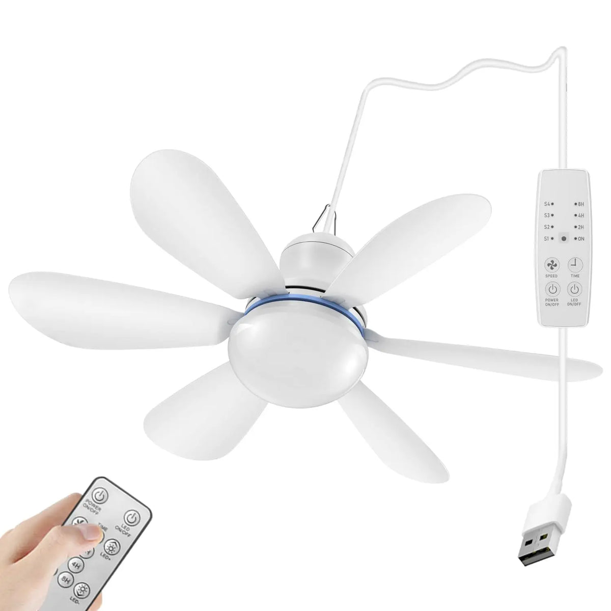 Silent 6-Blade USB Hanging Fan