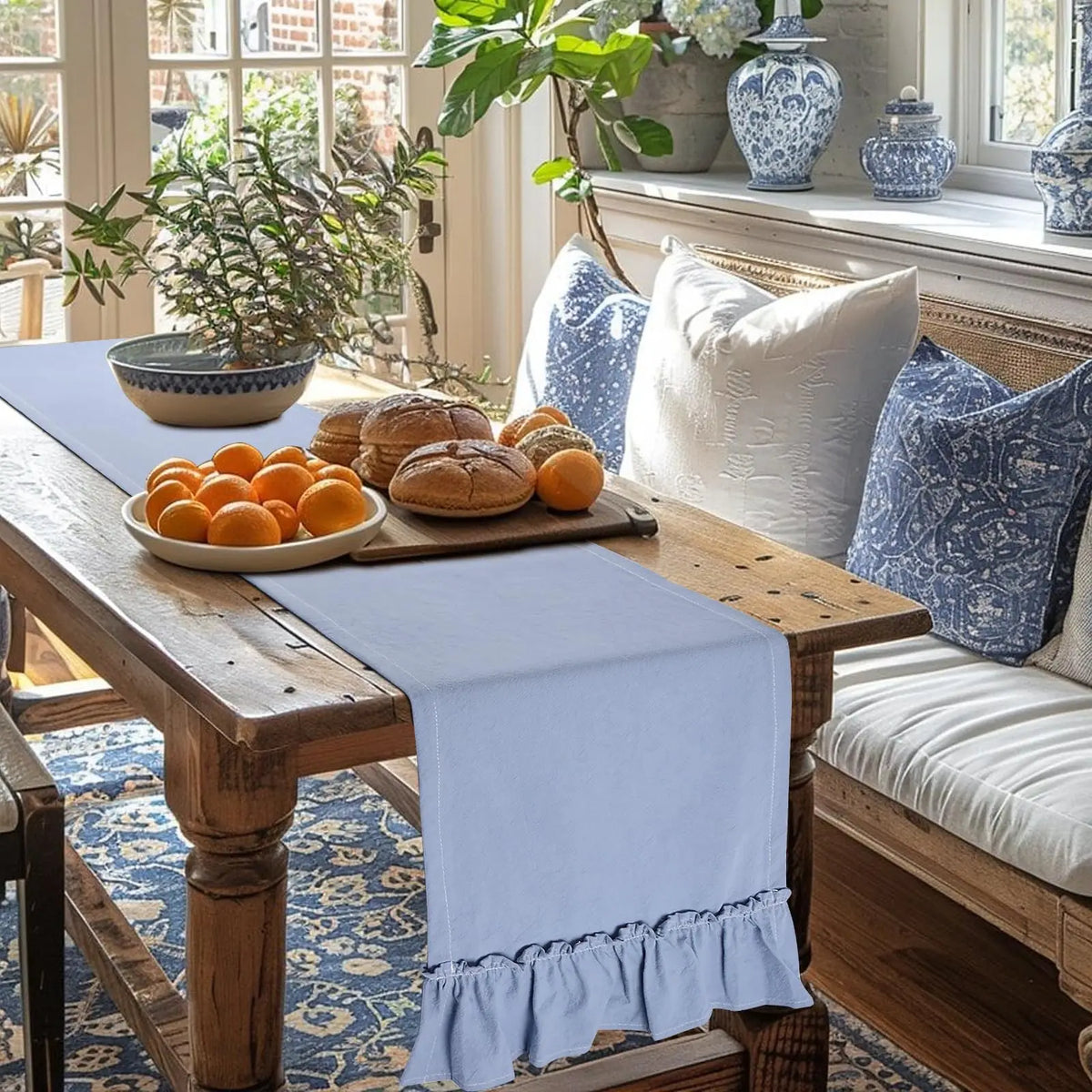 Cotton Ruffle Table Runner
