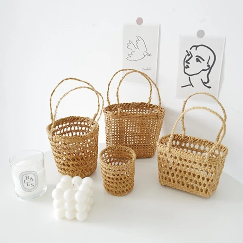 Handwoven Straw Storage Basket