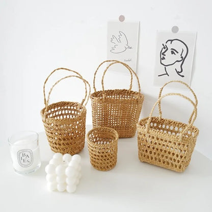 Handwoven Straw Storage Basket