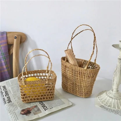 Handwoven Straw Storage Basket