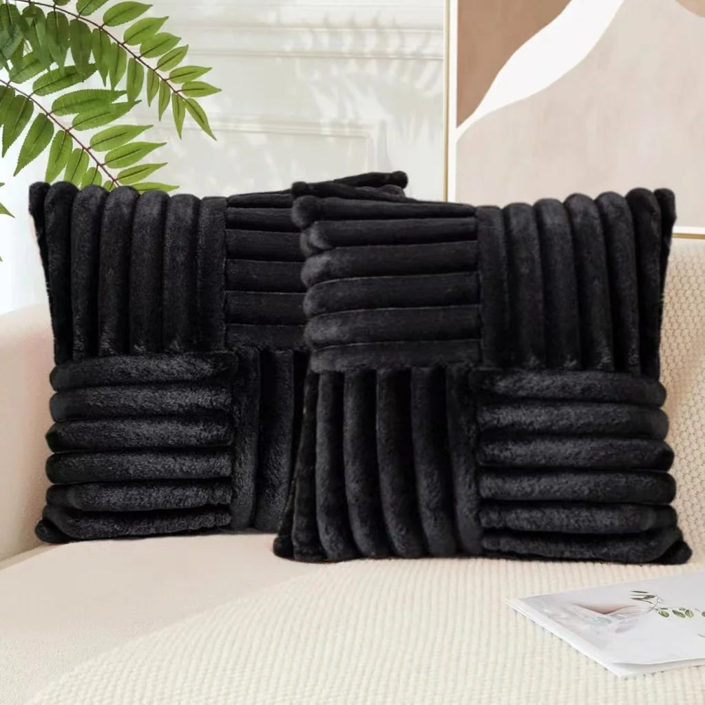 Set of 2 Plush Throw Pillow Covers