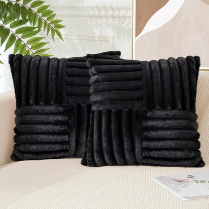 Set of 2 Plush Throw Pillow Covers