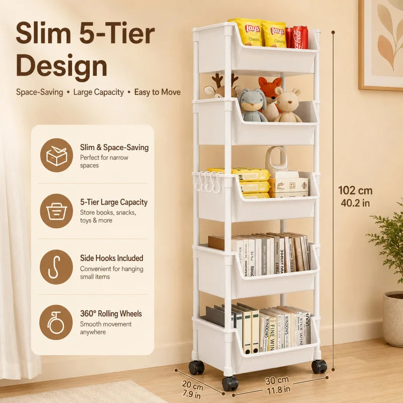 5-Tier Mobile Storage Trolley