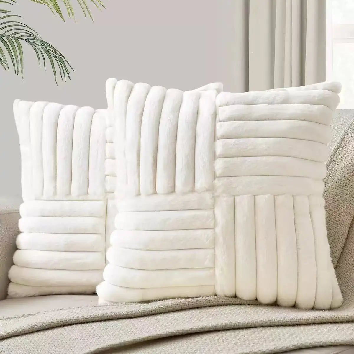 Set of 2 Plush Throw Pillow Covers