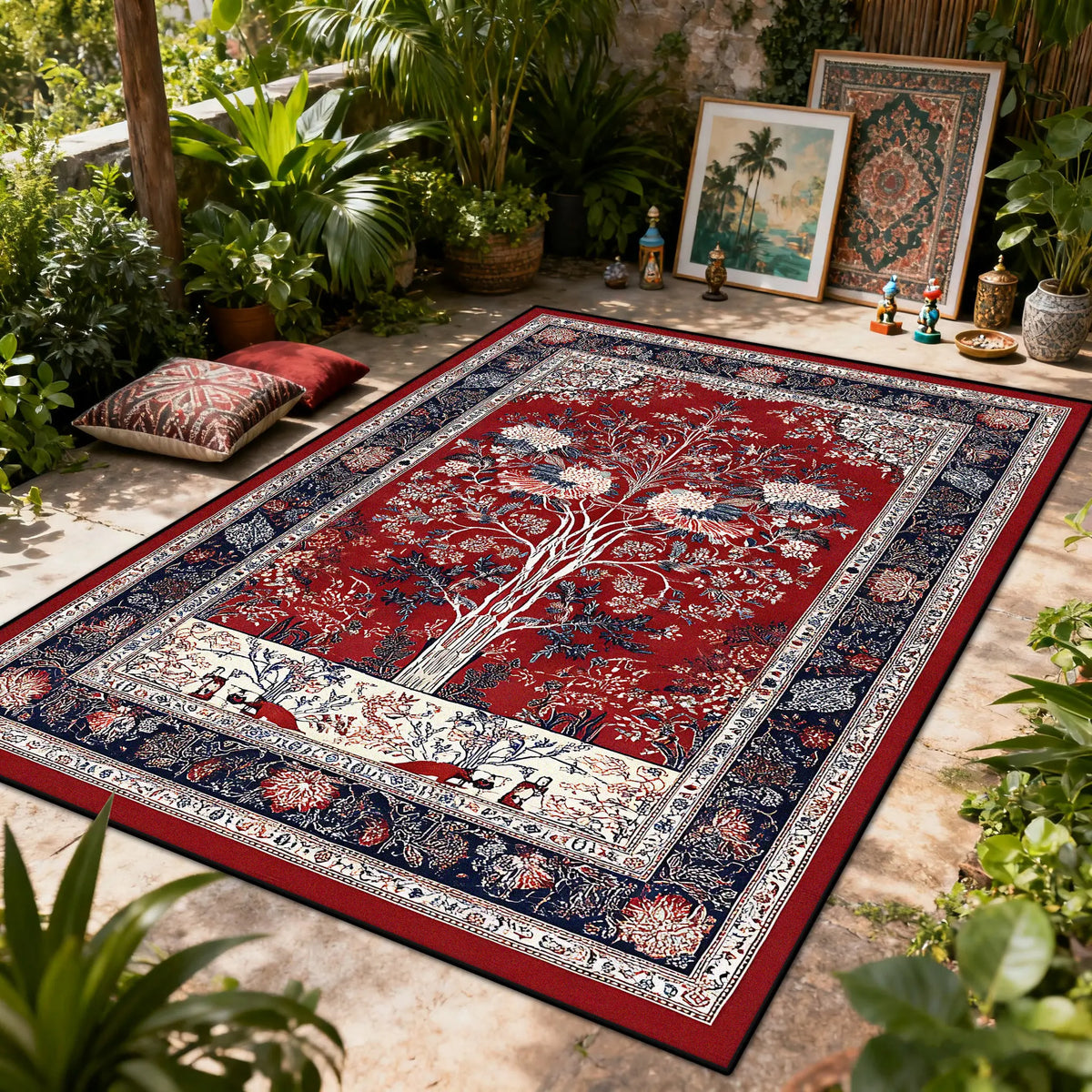 Bohemian Floral Washable Area Rug