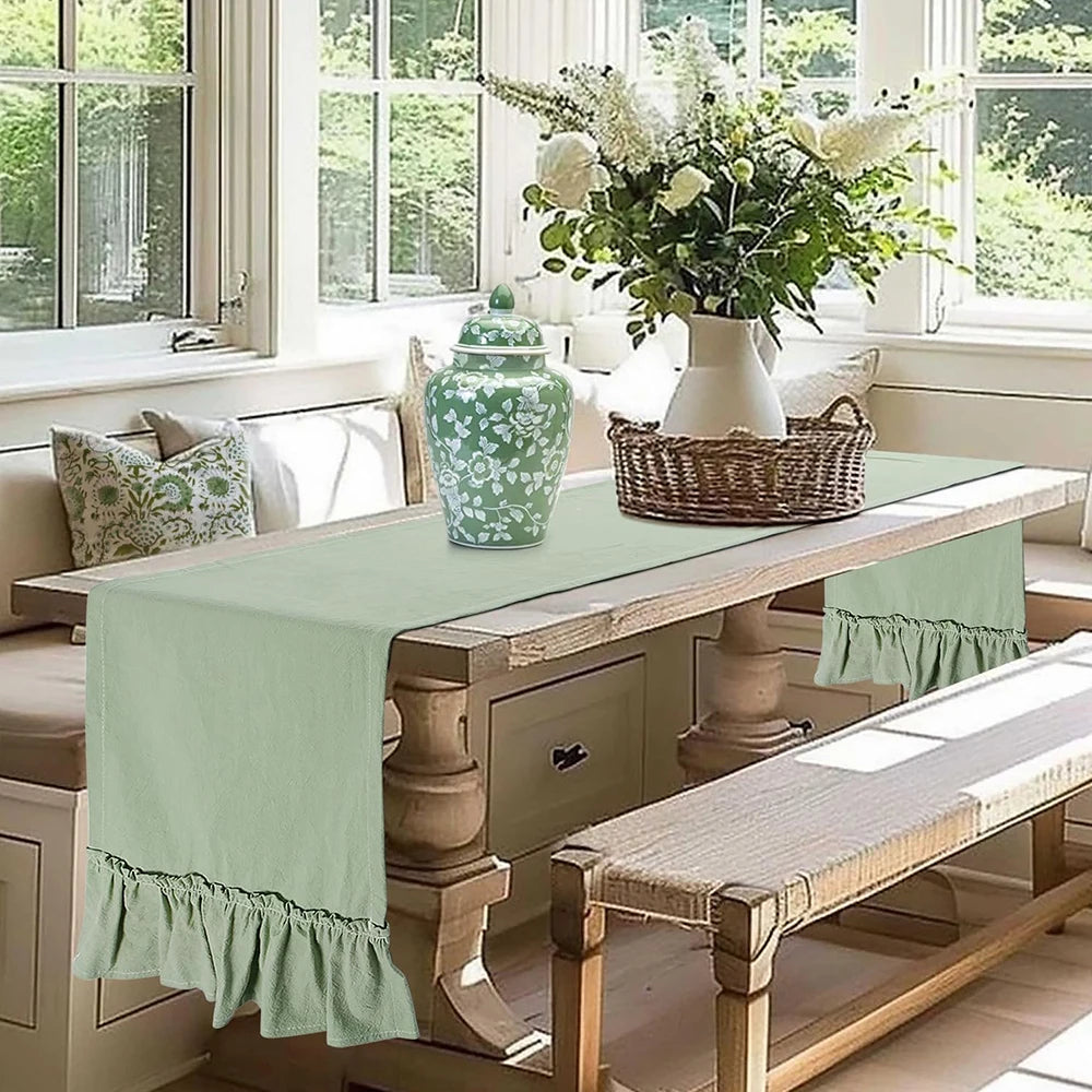 Cotton Ruffle Table Runner