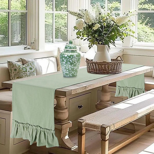 Cotton Ruffle Table Runner