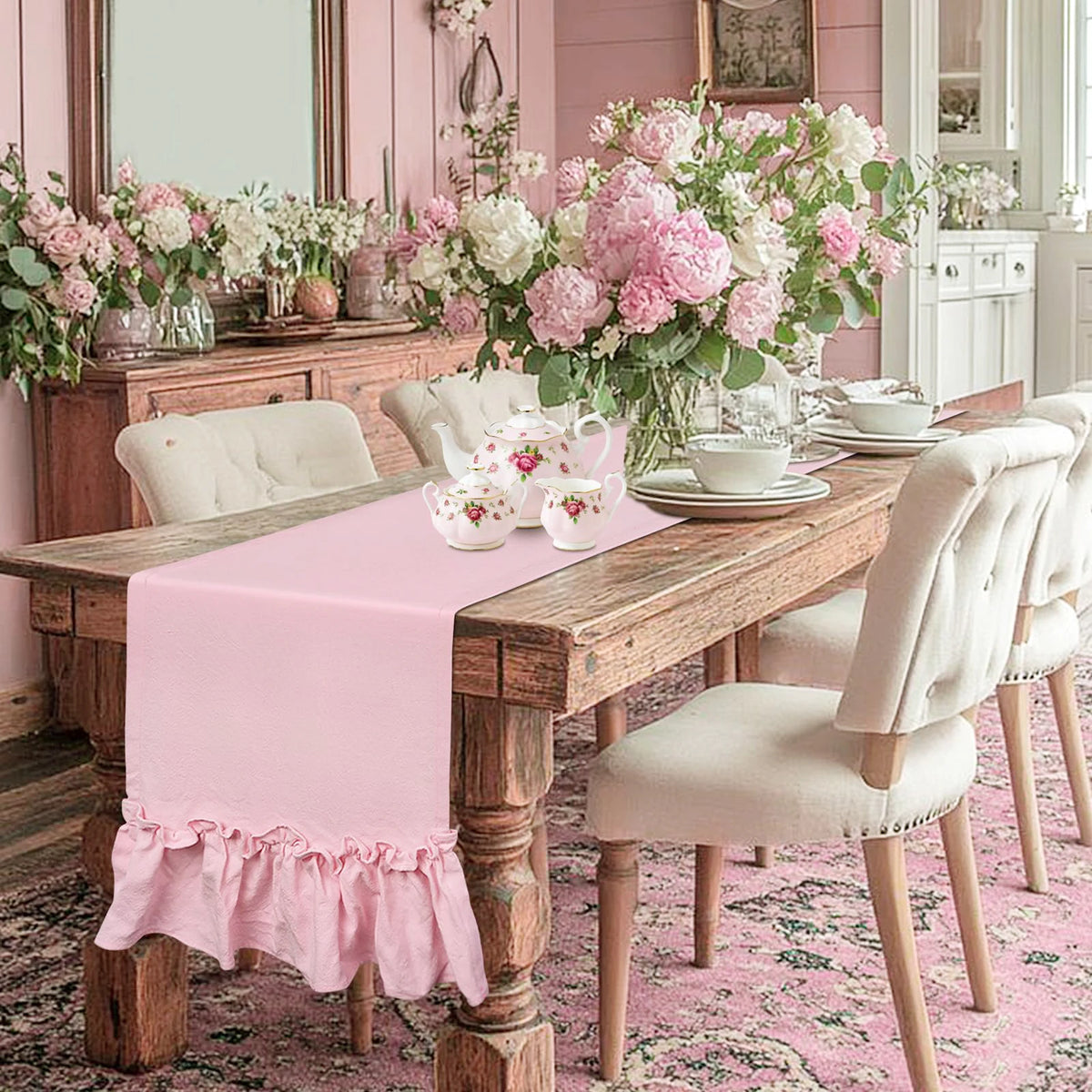 Cotton Ruffle Table Runner