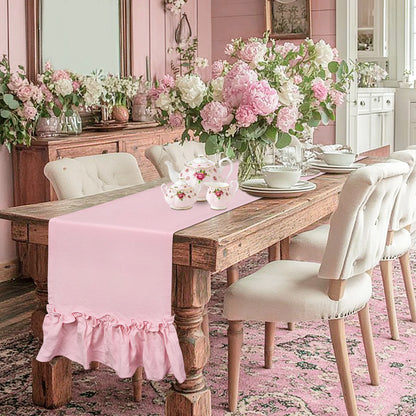 Cotton Ruffle Table Runner
