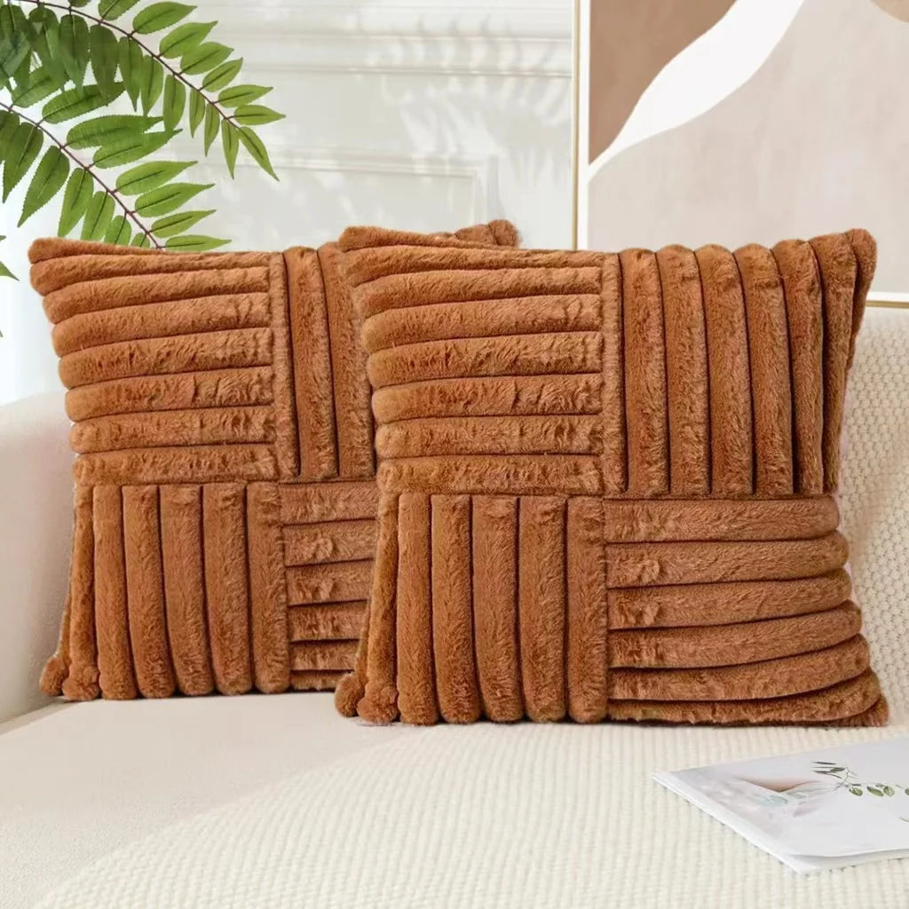 Set of 2 Plush Throw Pillow Covers
