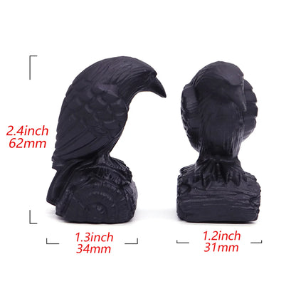 Black Obsidian Crow Carving Set