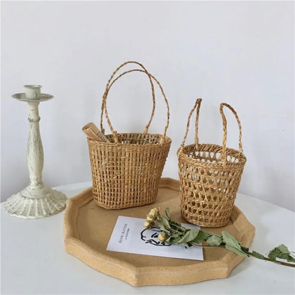 Handwoven Straw Storage Basket