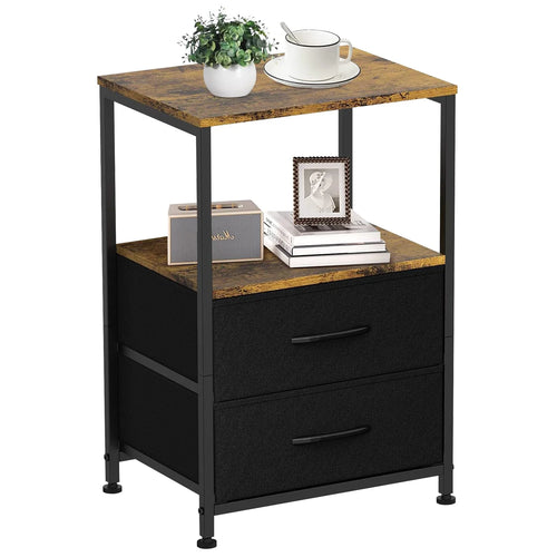 2-Drawer Fabric Bedside Table