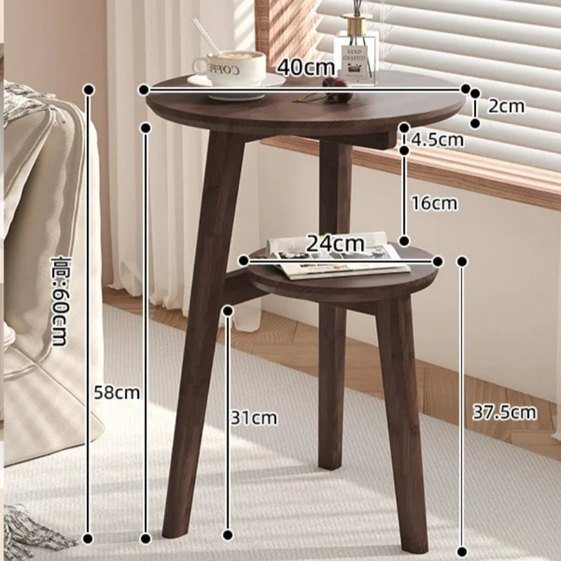 Mesa auxiliar móvil de madera maciza