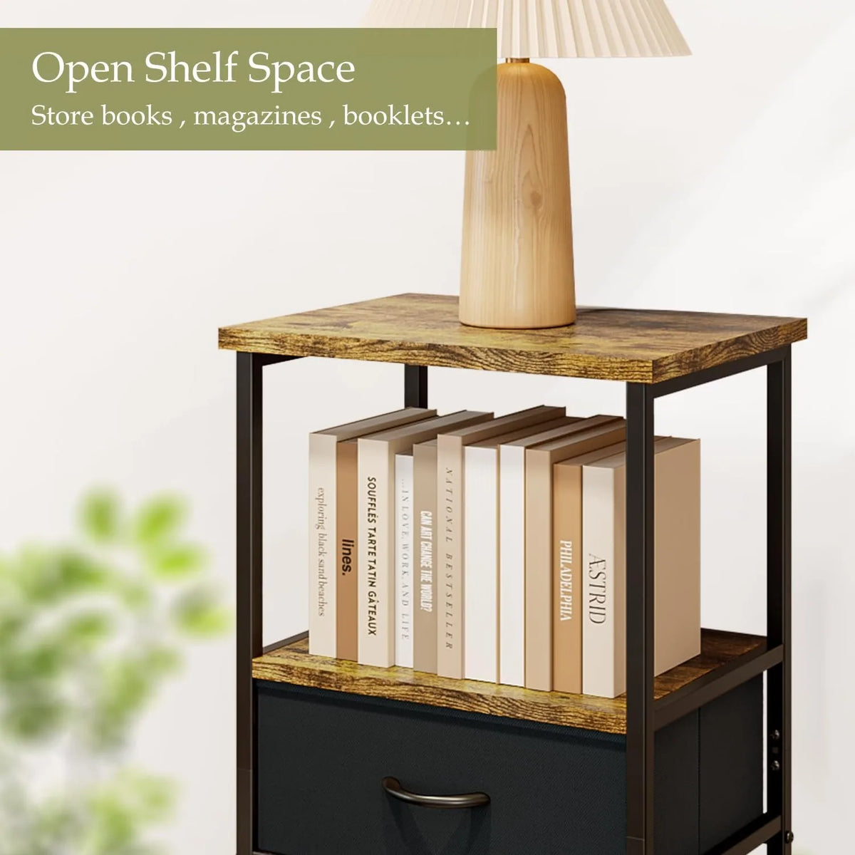 2-Drawer Fabric Bedside Table