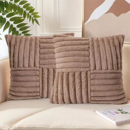 Set of 2 Plush Throw Pillow Covers