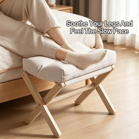 Solid Wood Folding Shoe-Changing Stool