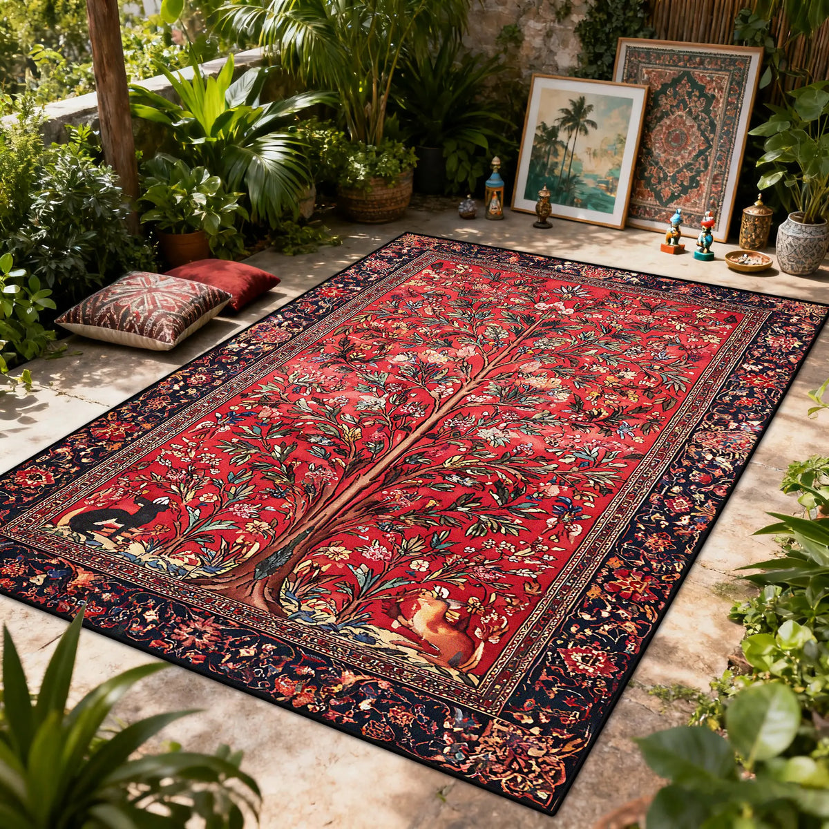 Bohemian Floral Washable Area Rug