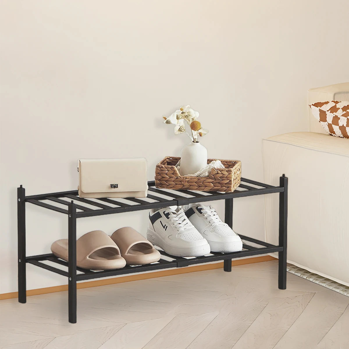 Stackable Bamboo Shoe Rack