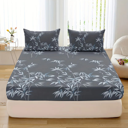 3-Piece Bamboo Leaf Fitted Sheet Set