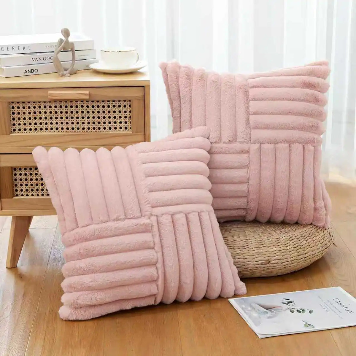 Set of 2 Plush Throw Pillow Covers