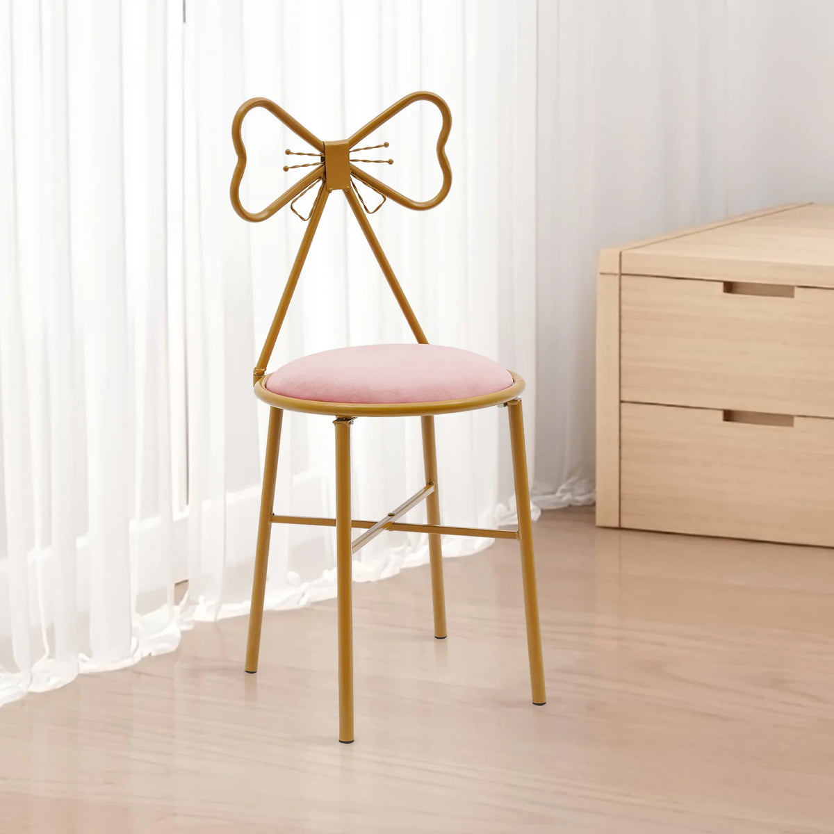 Butterfly-Back Velvet Vanity Chair