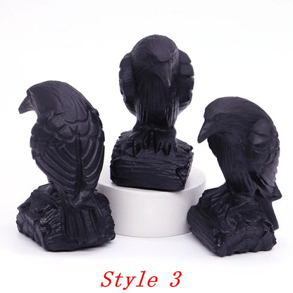 Black Obsidian Crow Carving Set