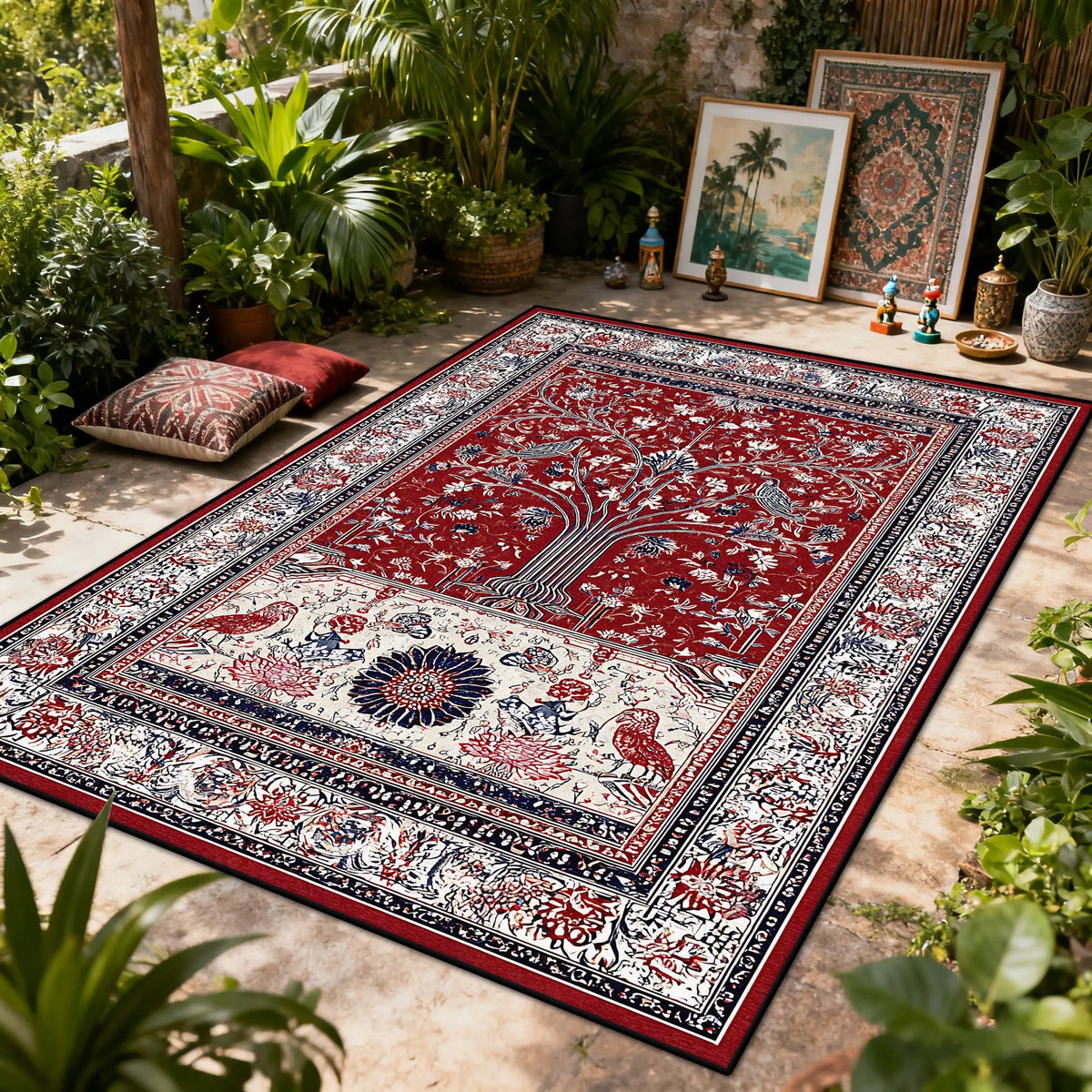 Bohemian Floral Washable Area Rug