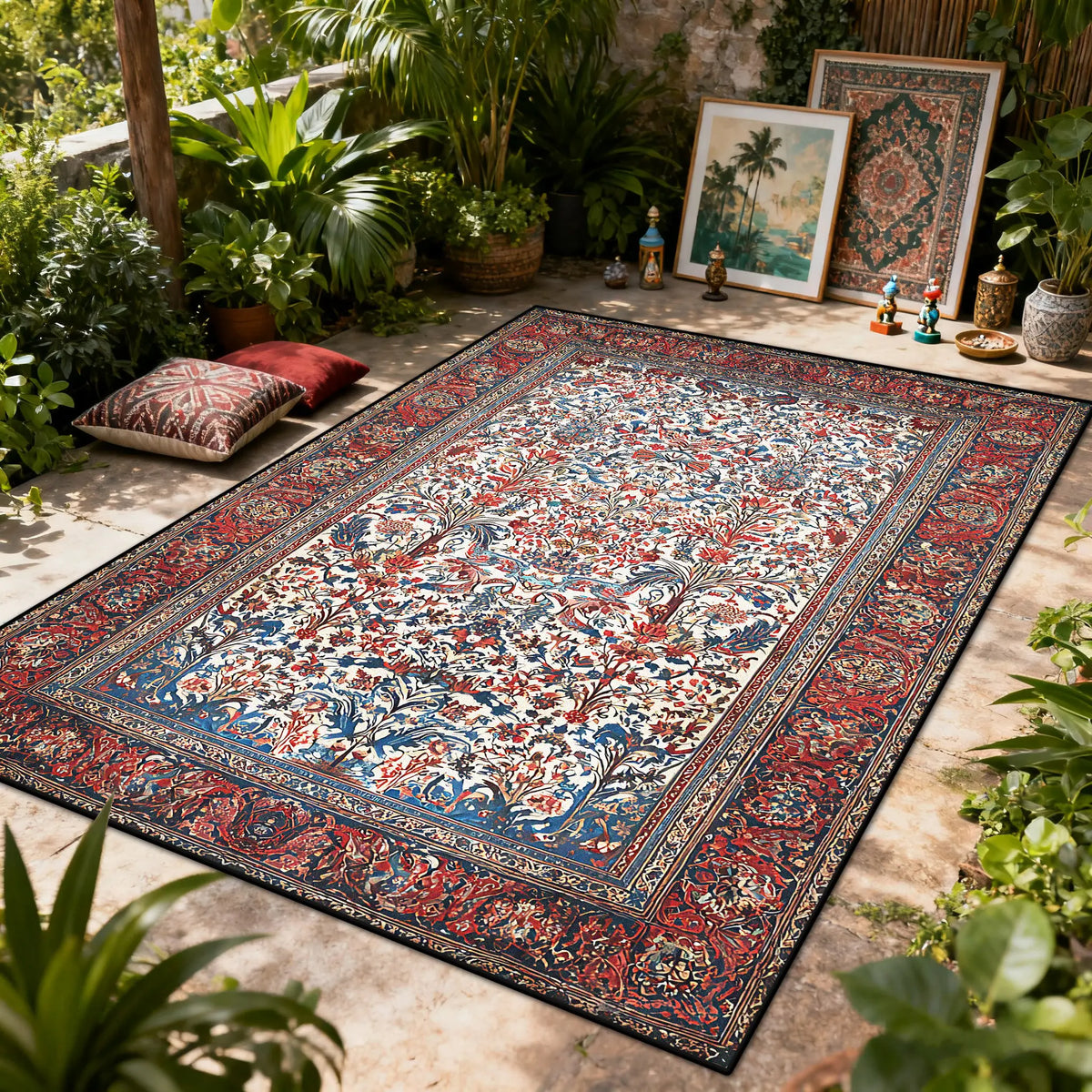 Bohemian Floral Washable Area Rug