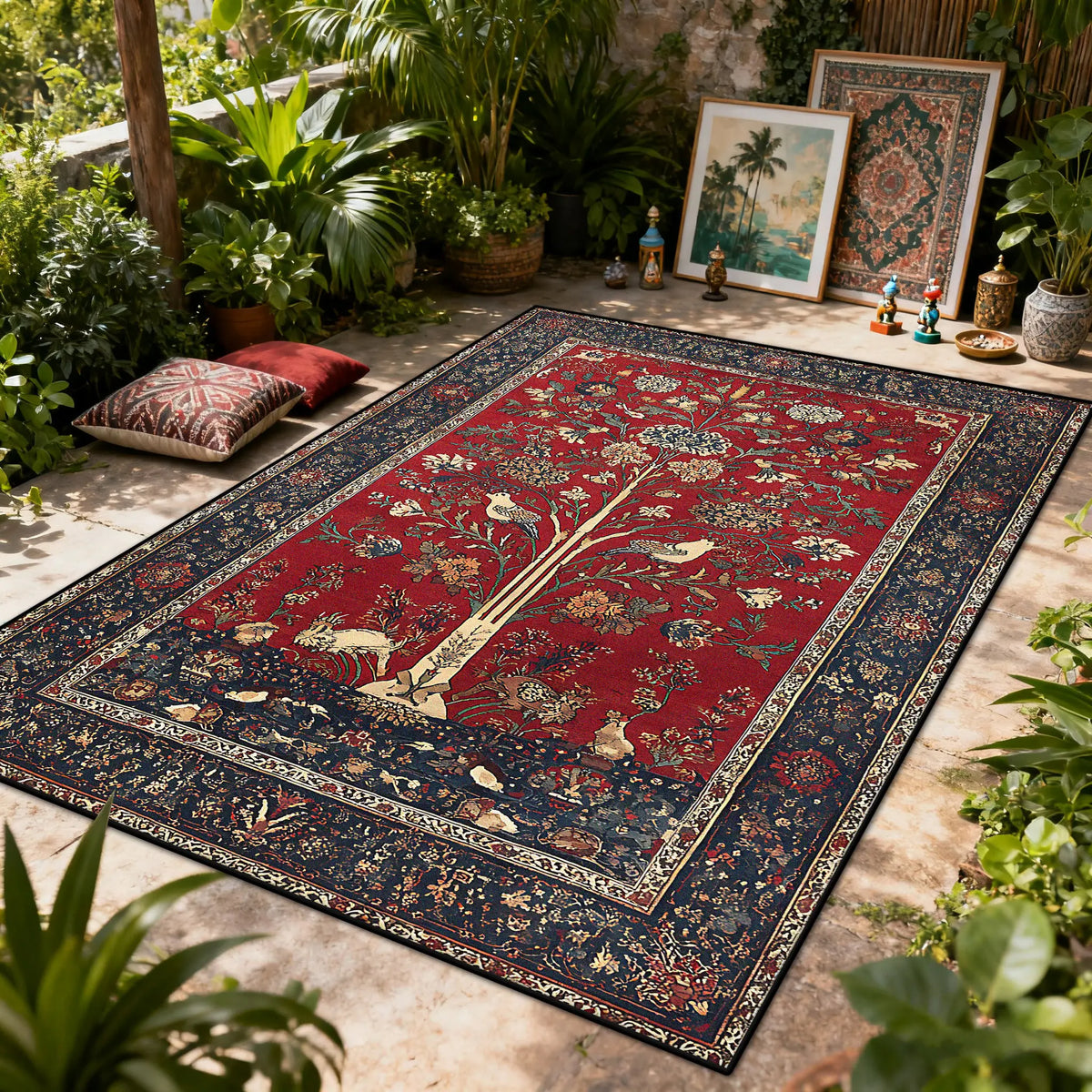 Bohemian Floral Washable Area Rug