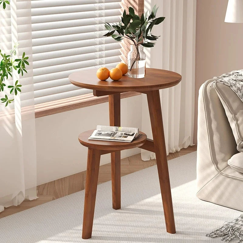 Mesa auxiliar móvil de madera maciza
