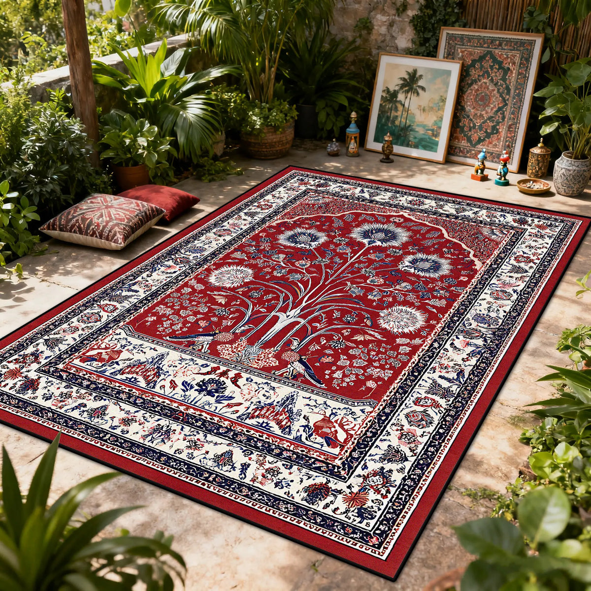 Bohemian Floral Washable Area Rug