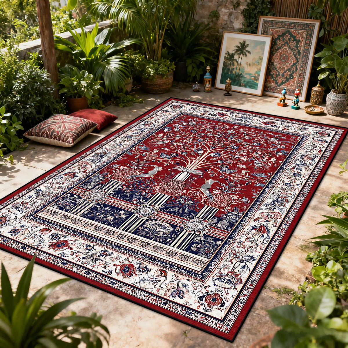 Bohemian Floral Washable Area Rug