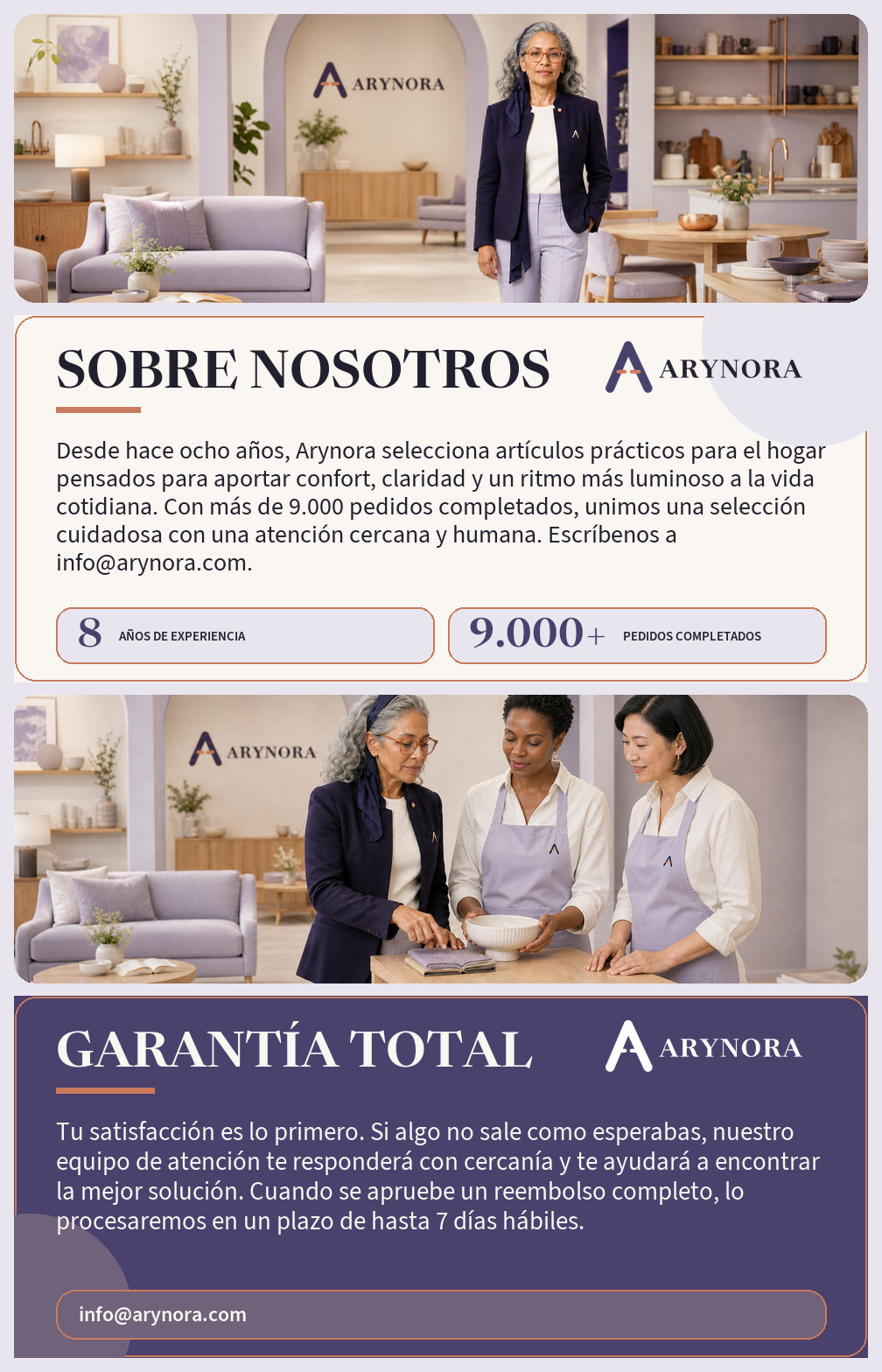 Banner institucional de Arynora en español para móvil