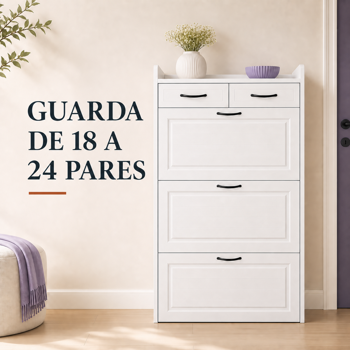 Capacidad del zapatero Arynora para 18 a 24 pares