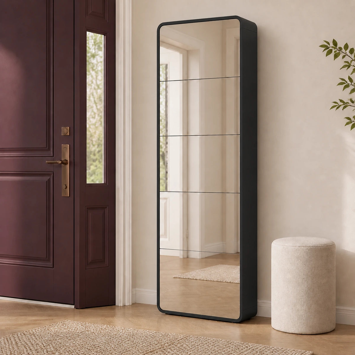 Arynora Vista 5 mirror shoe cabinet in Black