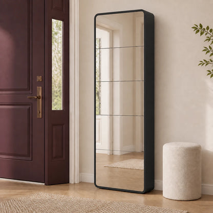 Arynora Vista 5 mirror shoe cabinet in Black