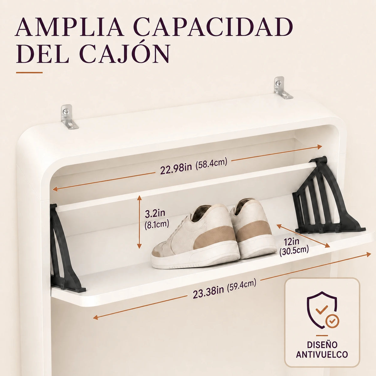 Capacidad de los compartimentos de Arynora Vista 5