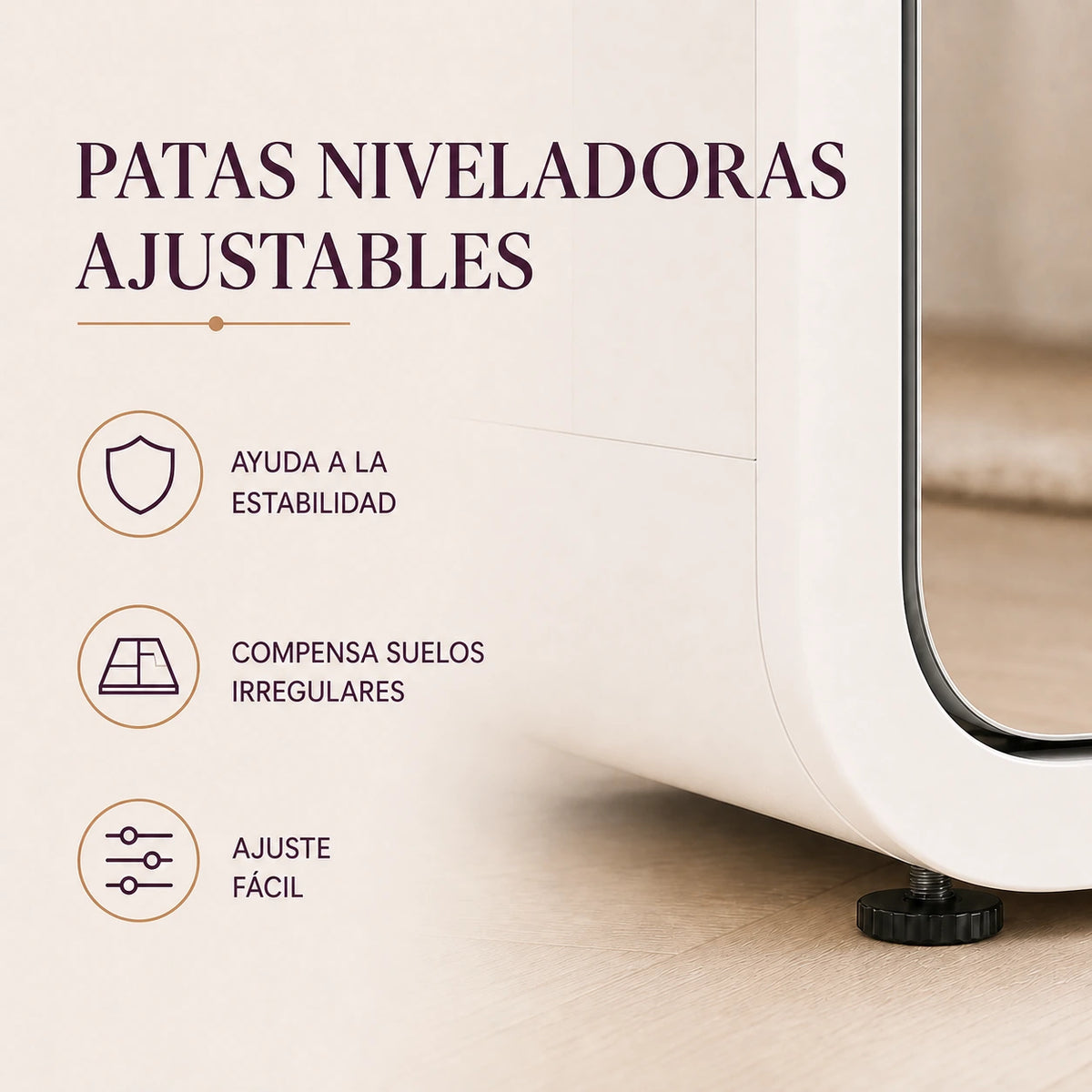 Detalle del pie nivelador de Arynora Vista 5