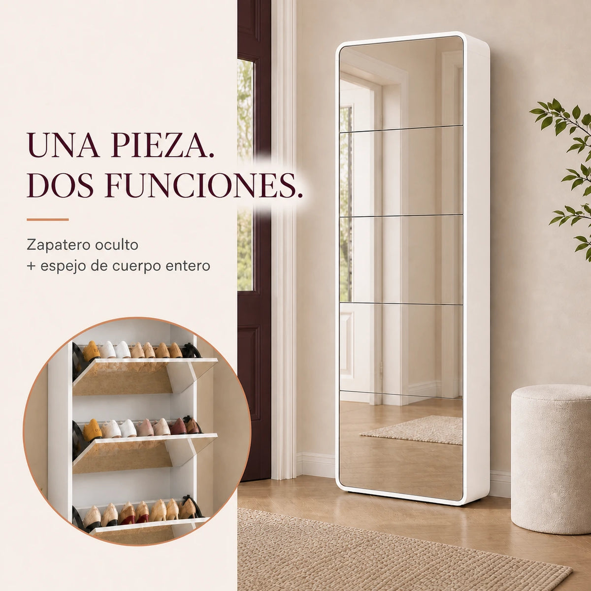 Funciones de espejo y zapatero de Arynora Vista 5